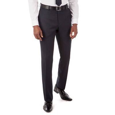 Navy semi plain plain front tailored fit suit trouser